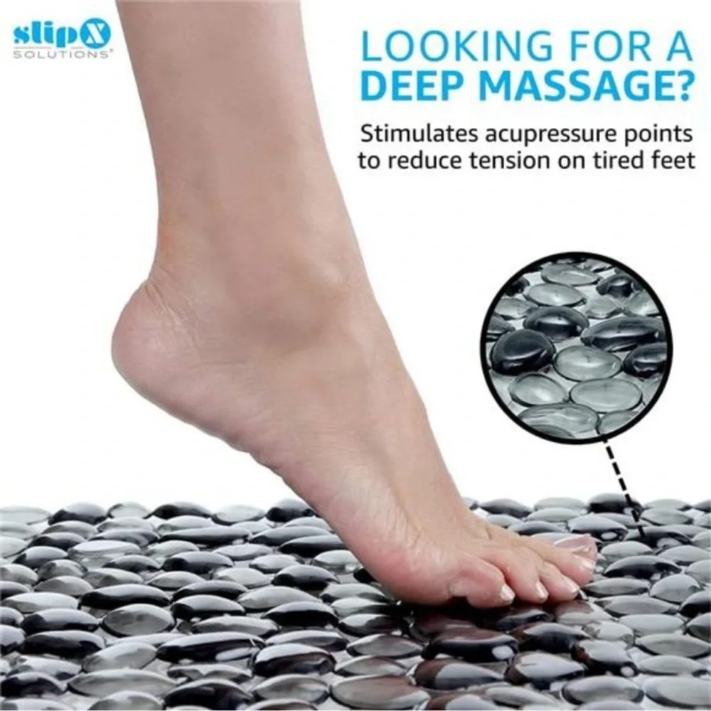 SlipX Solutions Extra Long Deep Foot Massager Bath Tub & Shower Mat 38x17